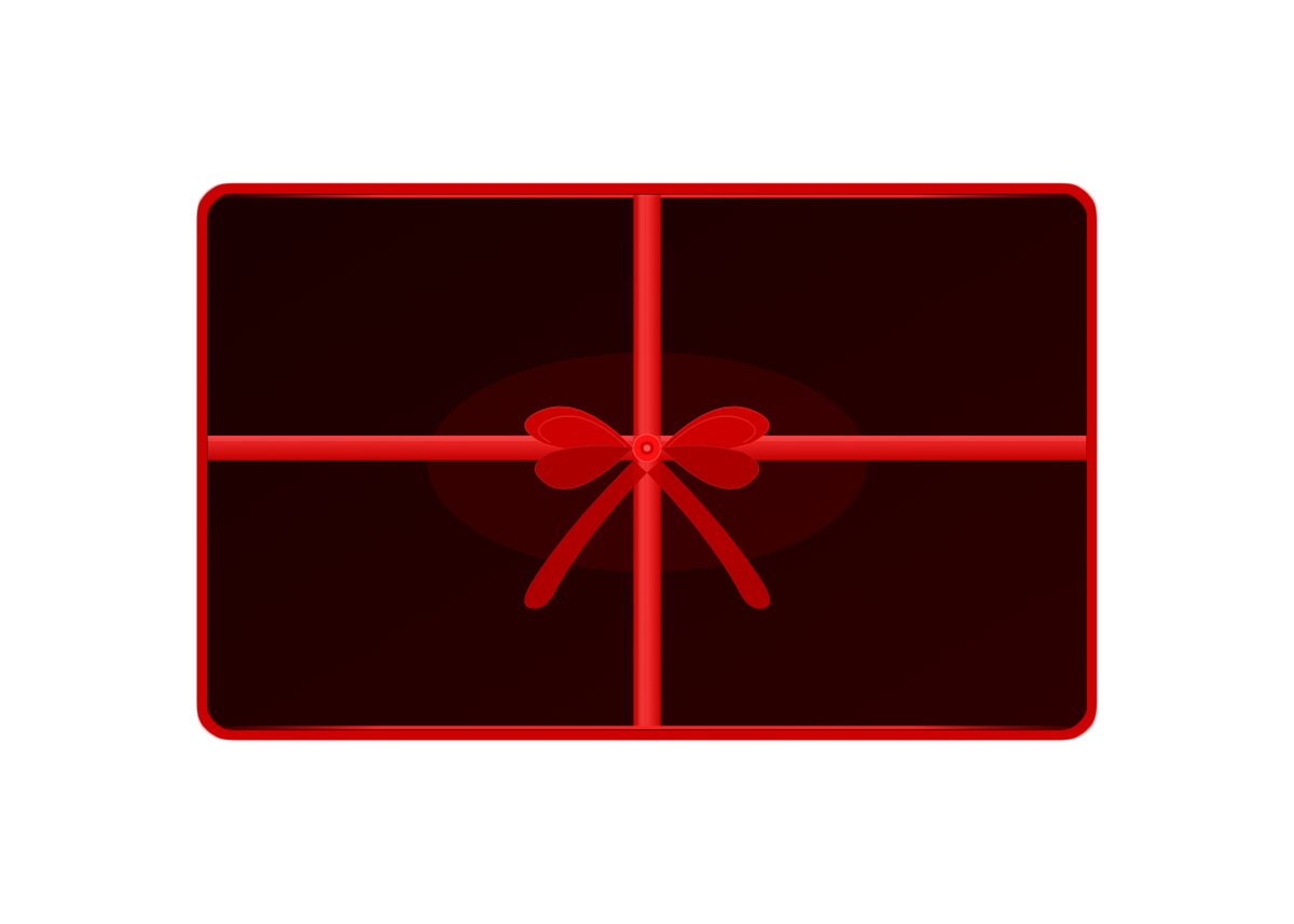 KLEVY gift card – black card with red ribbon