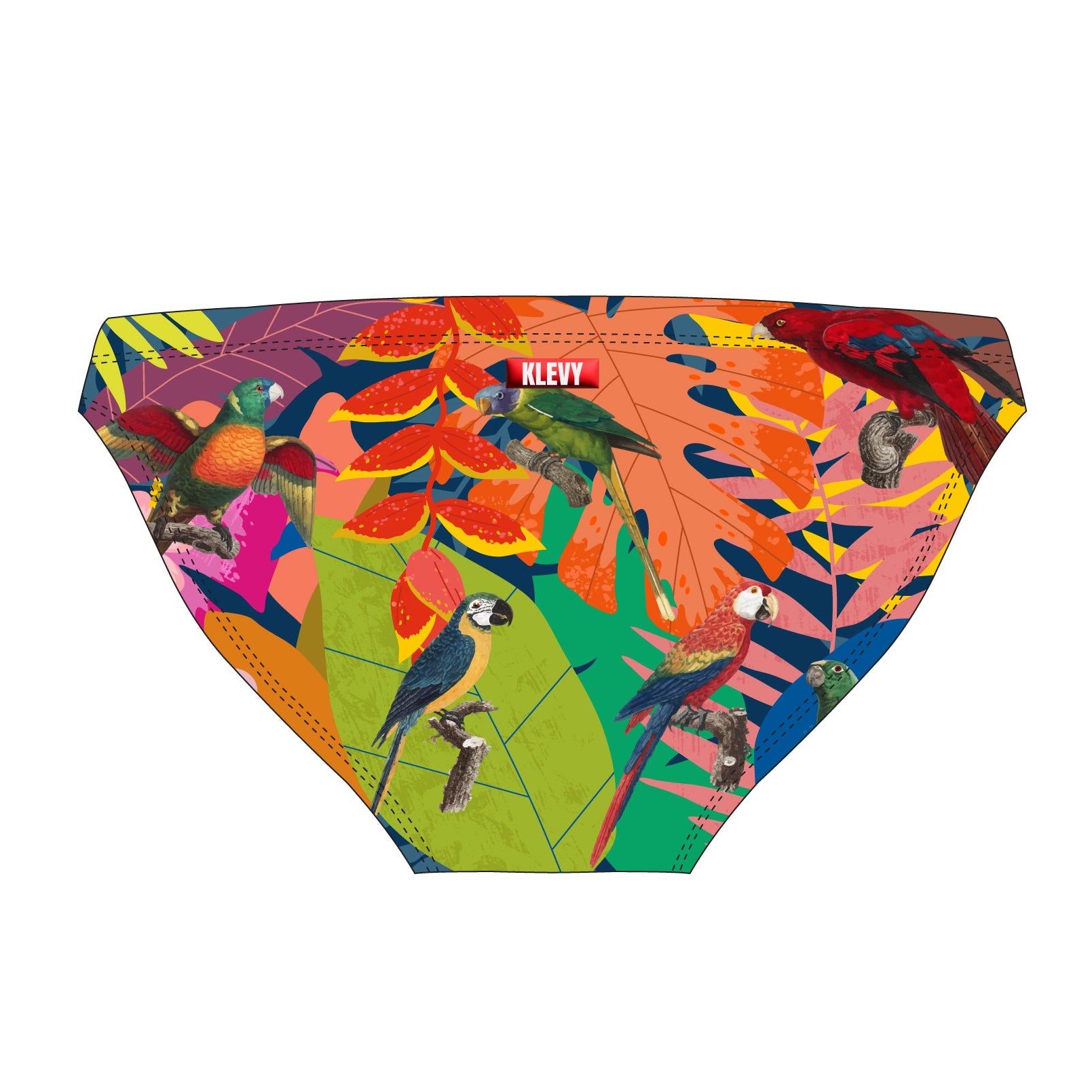 Men's tropical bird print swim brief بيكيني مايوه رجالي سبيدو كلوت  مشجر الوان بغبغان
