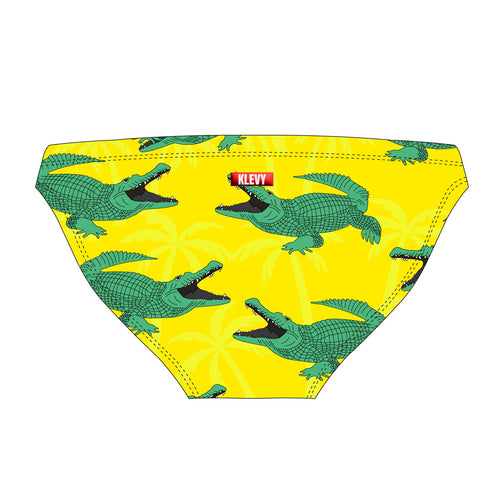 Men's yellow crocodile print swim brief بيكيني مايوه رجالي سبيدو كلوت أصفر تمساح