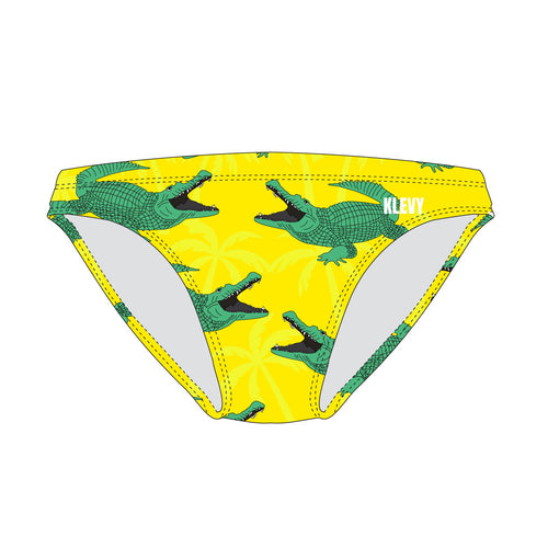 Men's yellow crocodile print swim brief بيكيني مايوه رجالي سبيدو كلوت أصفر تمساح