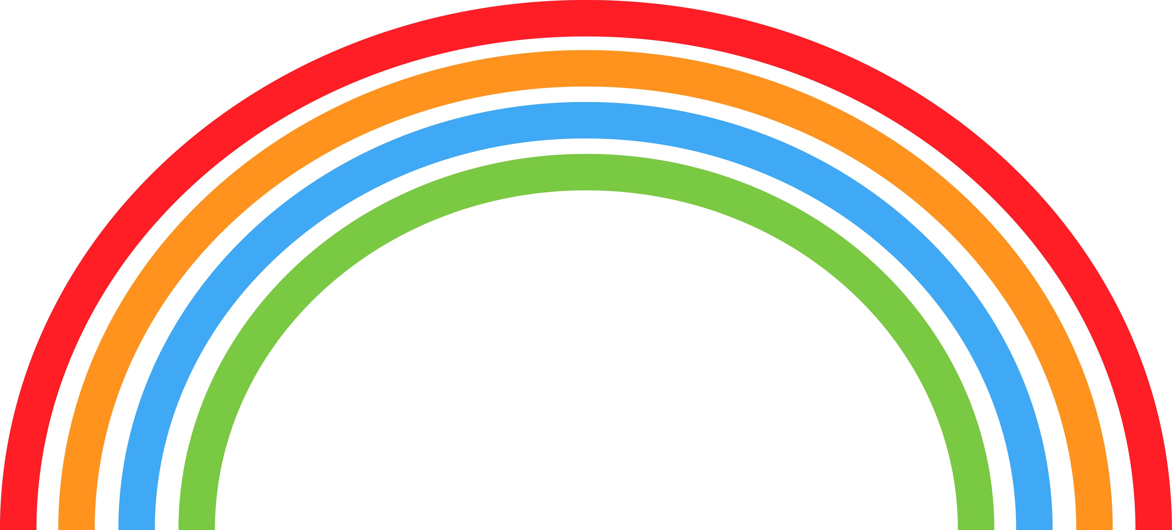 A simple rainbow graphic with five curved stripes in red, orange, light blue, green, and white on a plain white background.